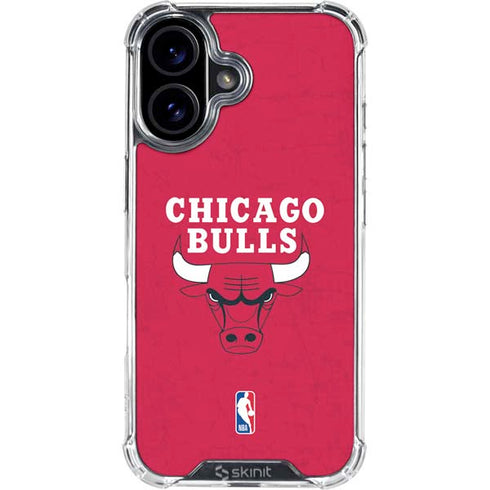 NBA Chicago Bulls Red Distressed iPhone 16 Clear Case